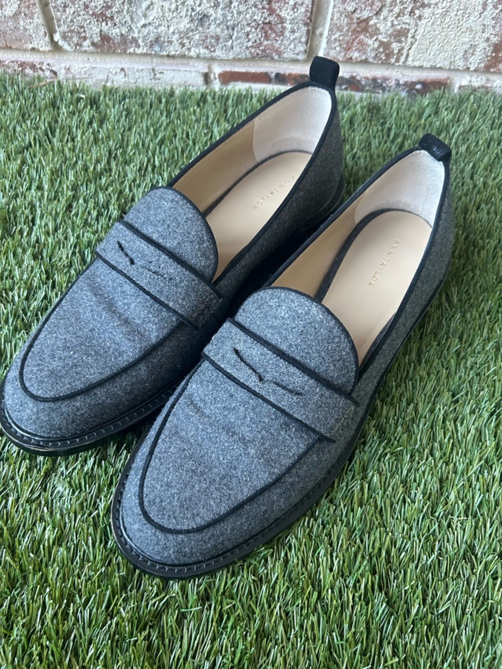 Ann Taylor Gray Felt Penny Loafers - Women's Flats